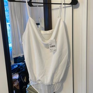 NWT ASTR white cowl neck bodysuit tank. Beautiful quality with adjustable straps